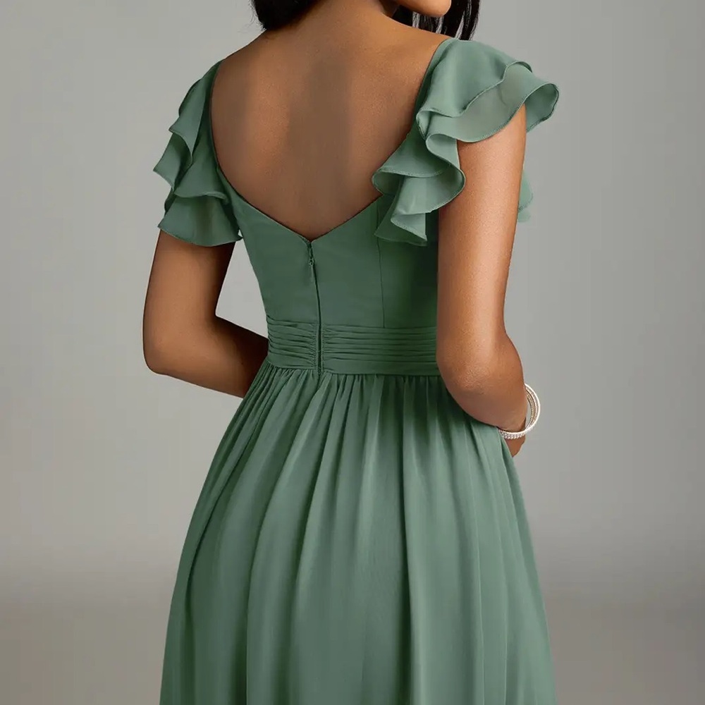 AZAZIE ANAYA Eucalyptus A-Line Sweetheart Neckline Chiffon Dress - Picture 3 of 5